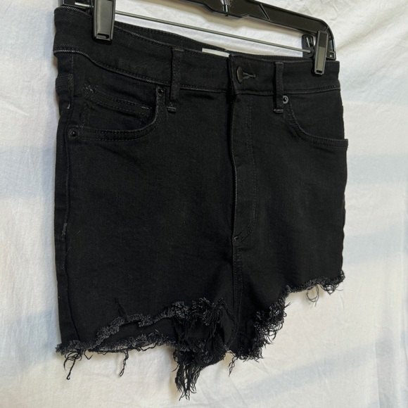 Free People Distressed Jean High Waisted Cut Off Stretchy Denim Booty Shorts - Picture 3 of 9